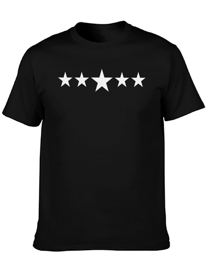 5 Star Black Cotton T-Shirt - Casual Style
