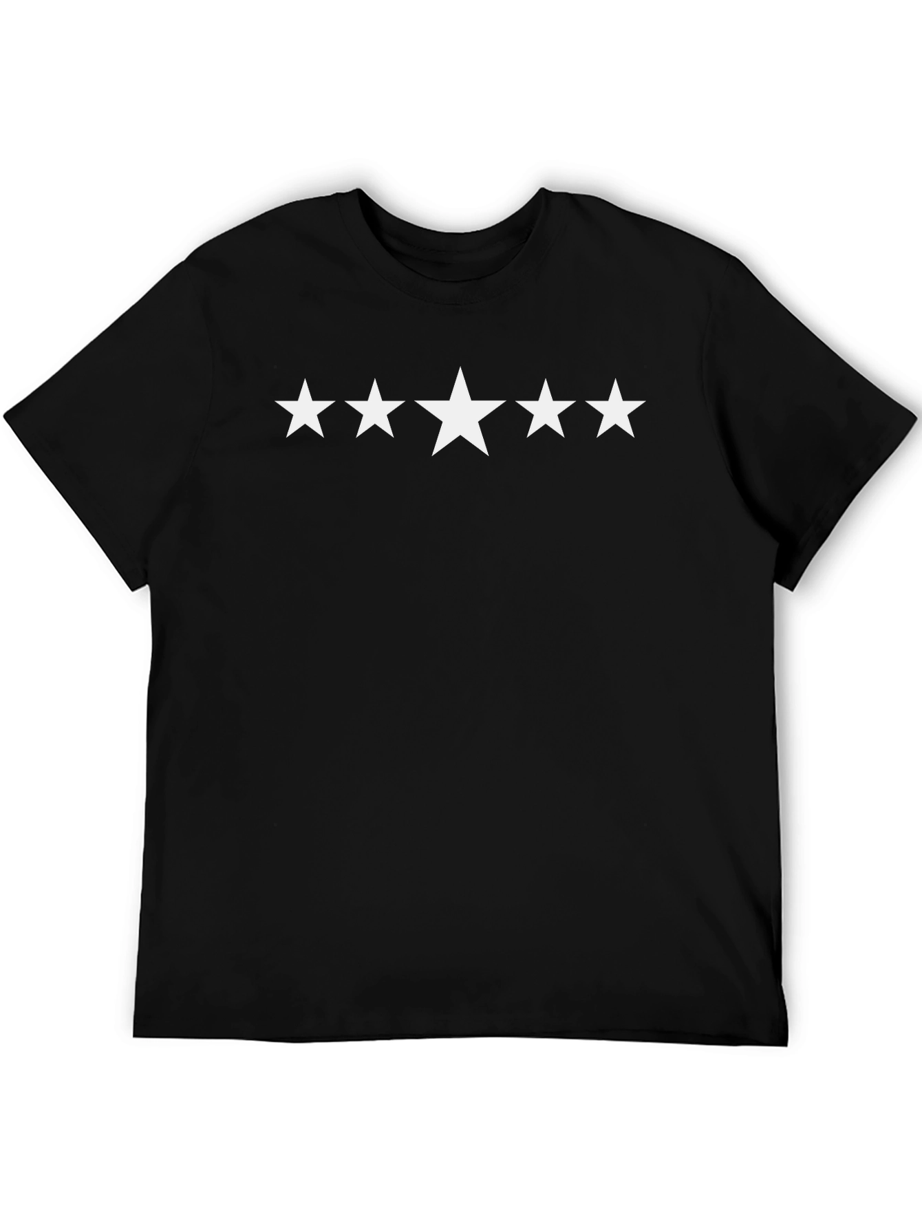 5 Star Black Cotton T-Shirt - Casual Style