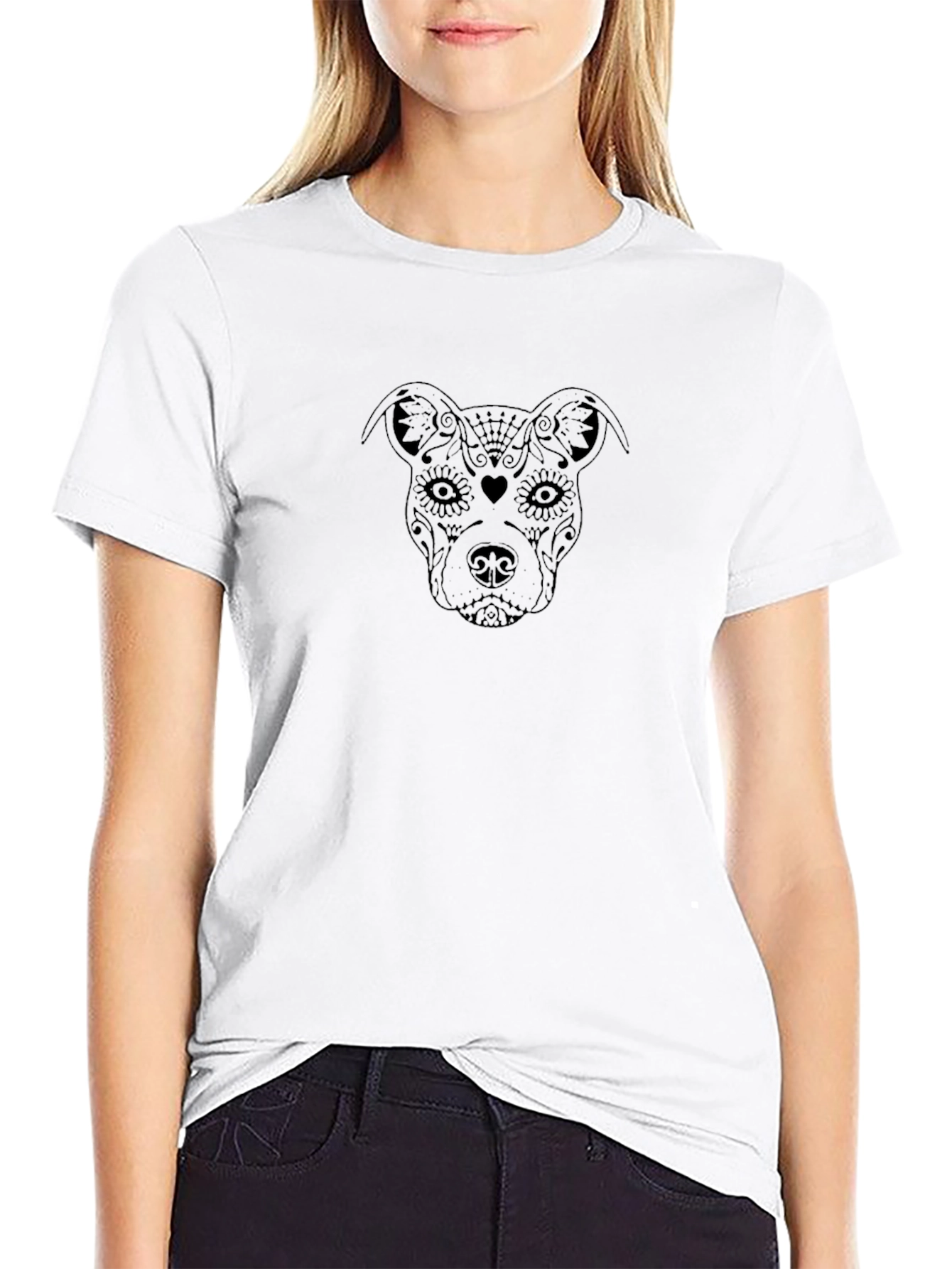 Sugar Skull Dog T-Shirt - Mens Black Graphic Tee