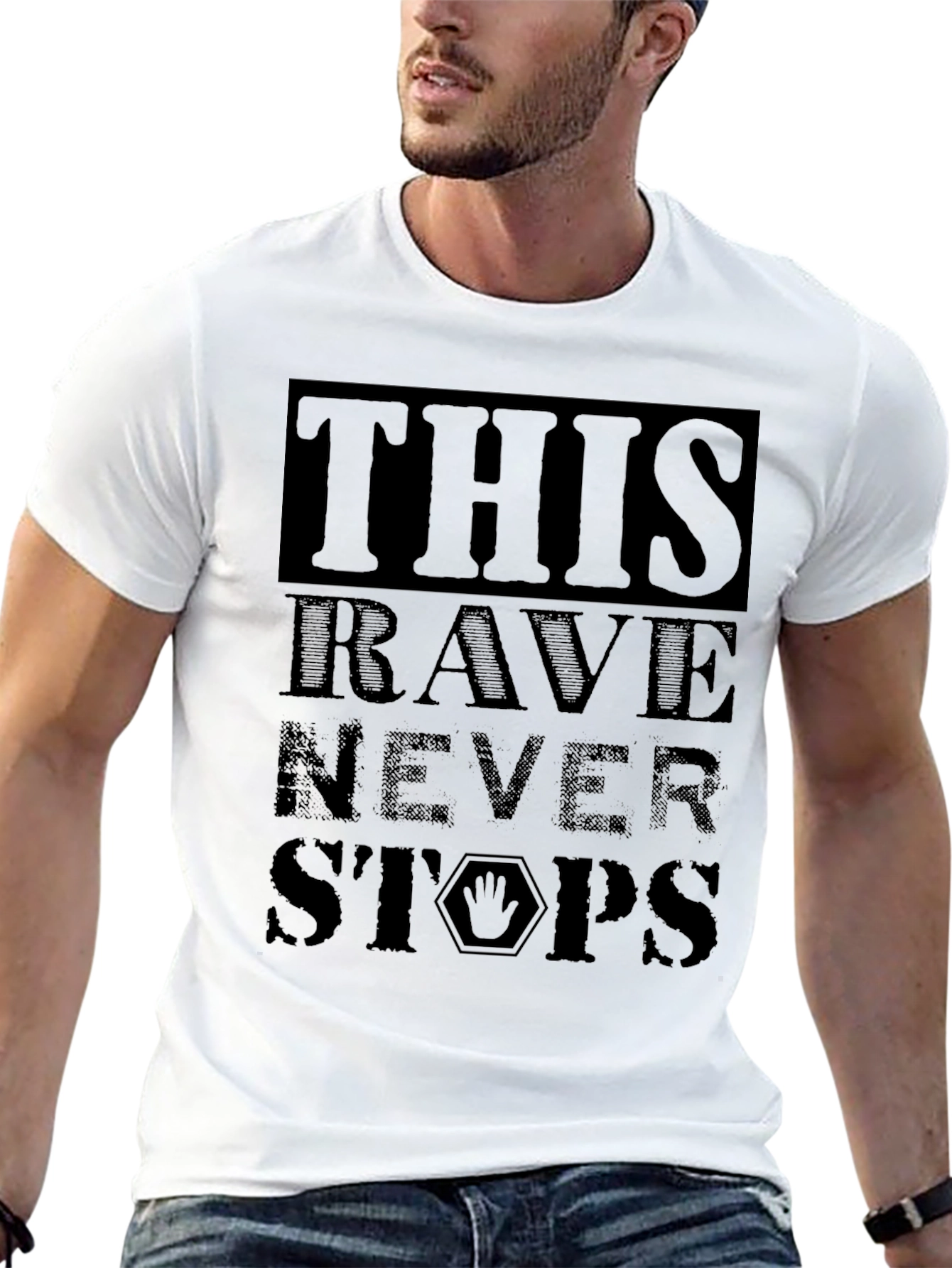 This Rave Never Stops Black Graphic T-Shirt