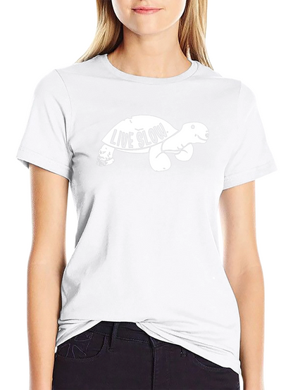 Live Slow Turtle Graphic Tee - Unisex Black T-Shirt
