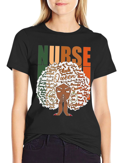 Black Queen Nurse Graphic Tee - Stylish Comfort
