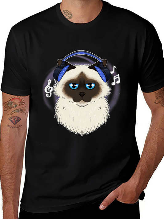 Cool Cat Headphones Graphic T-Shirt