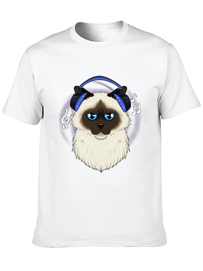 Cool Cat Headphones Graphic T-Shirt