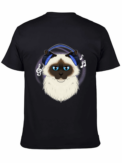 Cool Cat Headphones Graphic T-Shirt