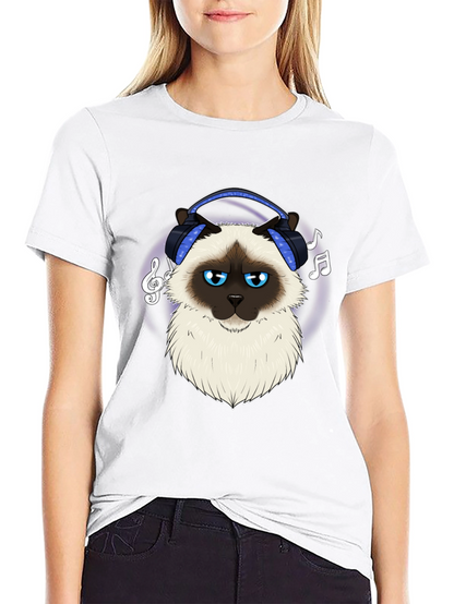 Cool Cat Headphones Graphic T-Shirt