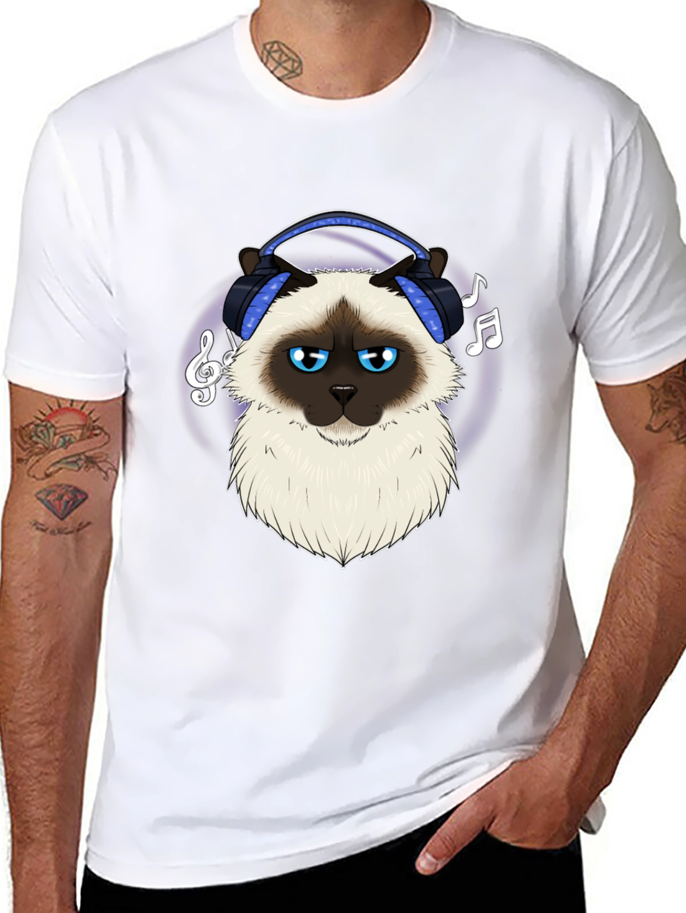 Cool Cat Headphones Graphic T-Shirt