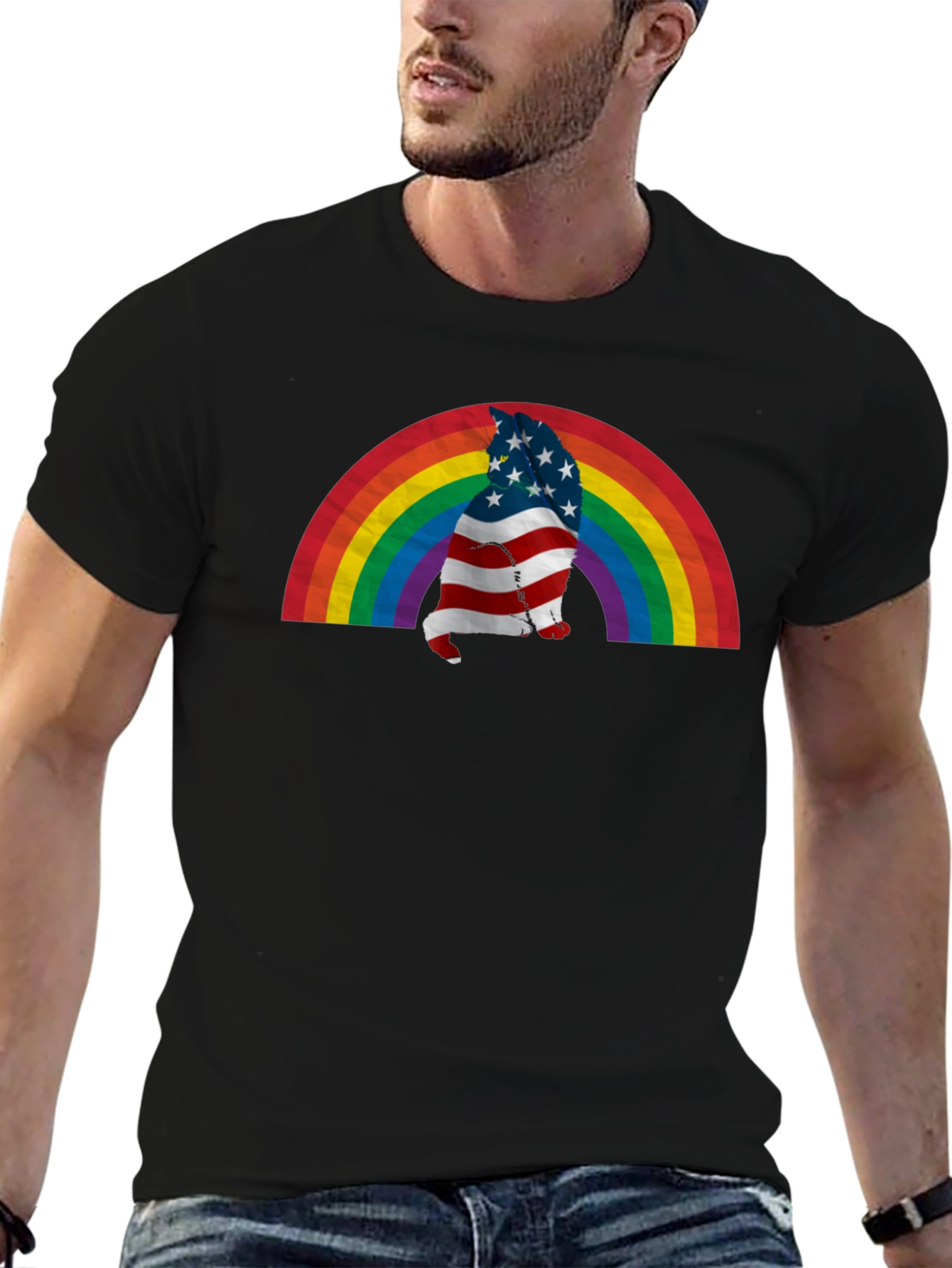 Patriotic Rainbow Cat T-Shirt