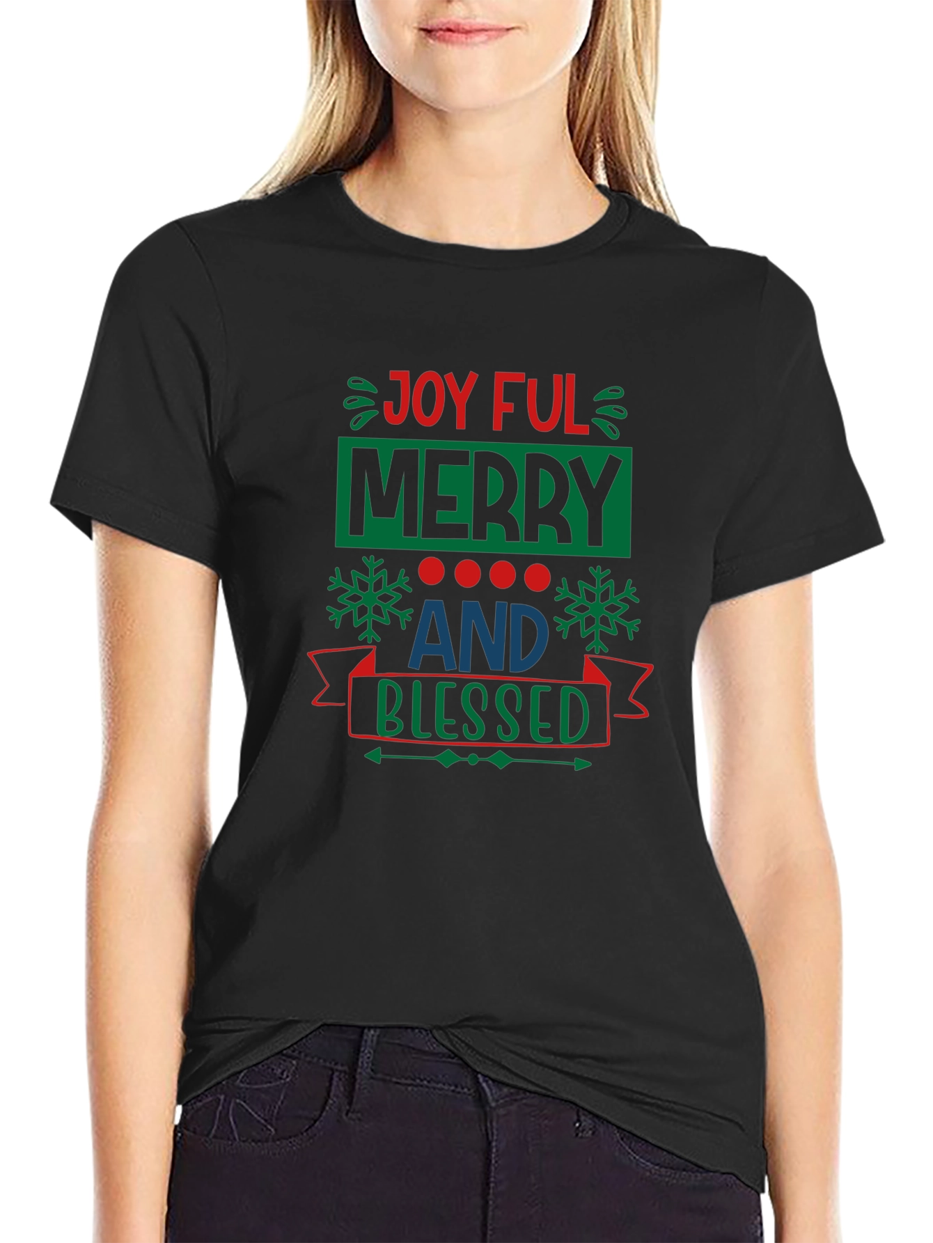 Joyful Merry and Blessed Black T-Shirt