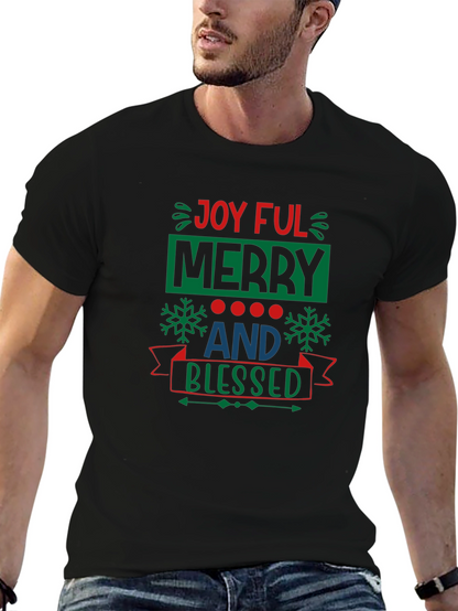 Joyful Merry and Blessed Black T-Shirt