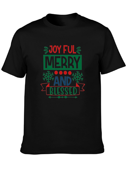 Joyful Merry and Blessed Black T-Shirt