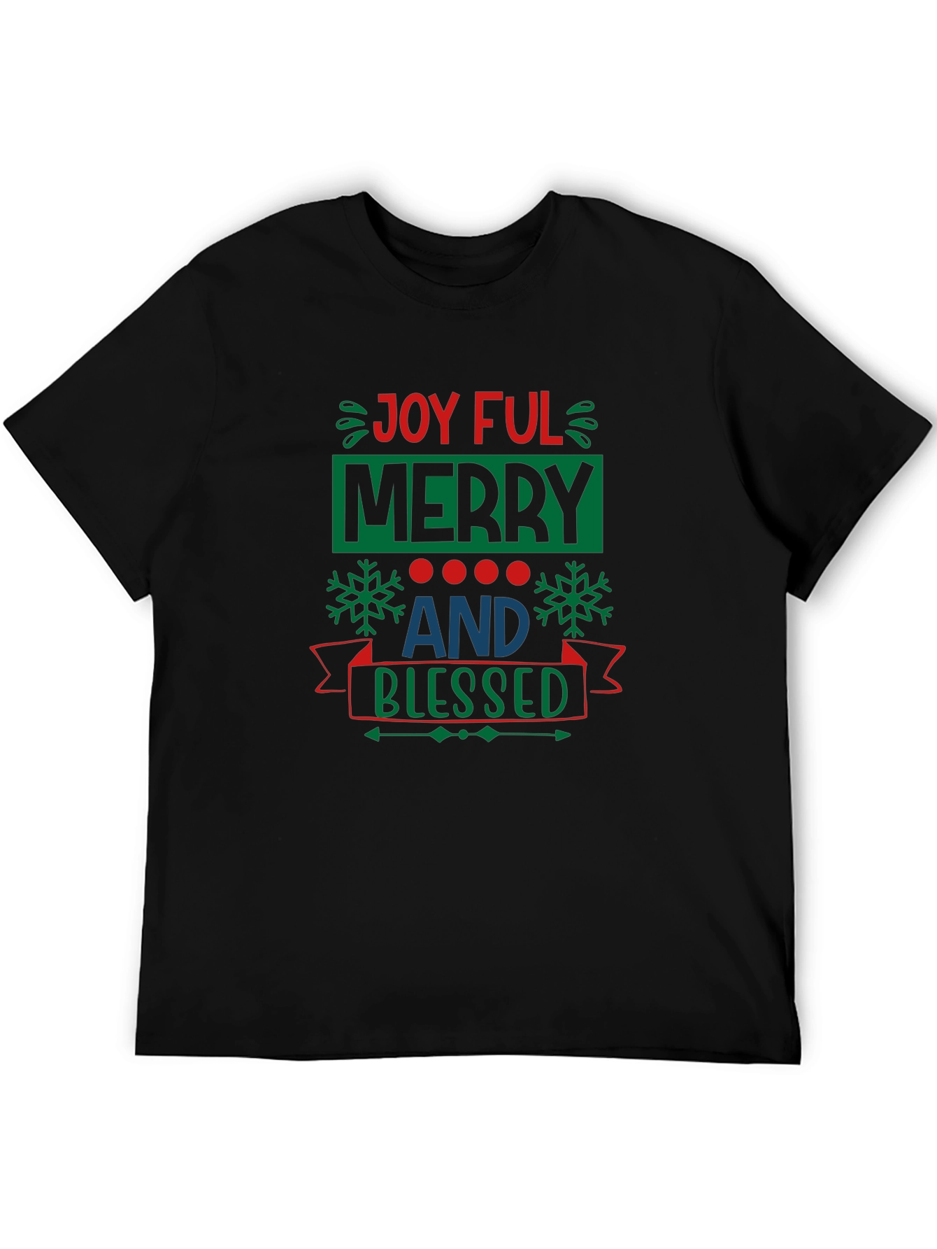 Joyful Merry and Blessed Black T-Shirt