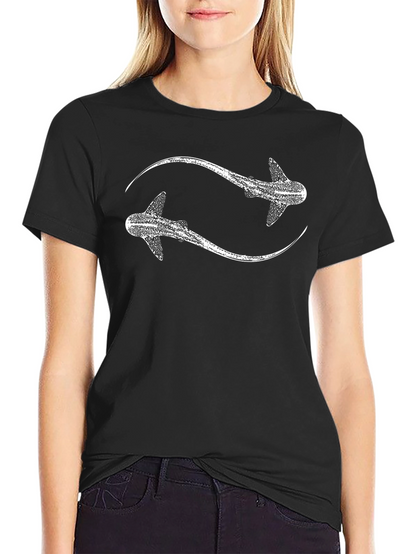 Whale Shark Yin Yang T-Shirt - Black Cotton Tee