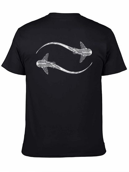 Whale Shark Yin Yang T-Shirt - Black Cotton Tee