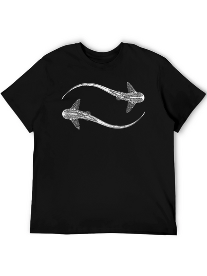 Whale Shark Yin Yang T-Shirt - Black Cotton Tee