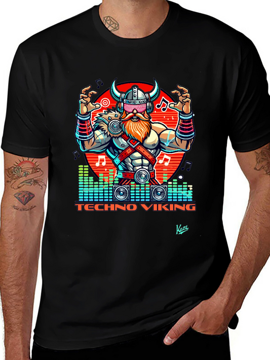 Techno Viking Graphic T-Shirt - EDM Rave Style