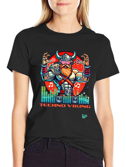 Techno Viking Graphic T-Shirt - EDM Rave Style