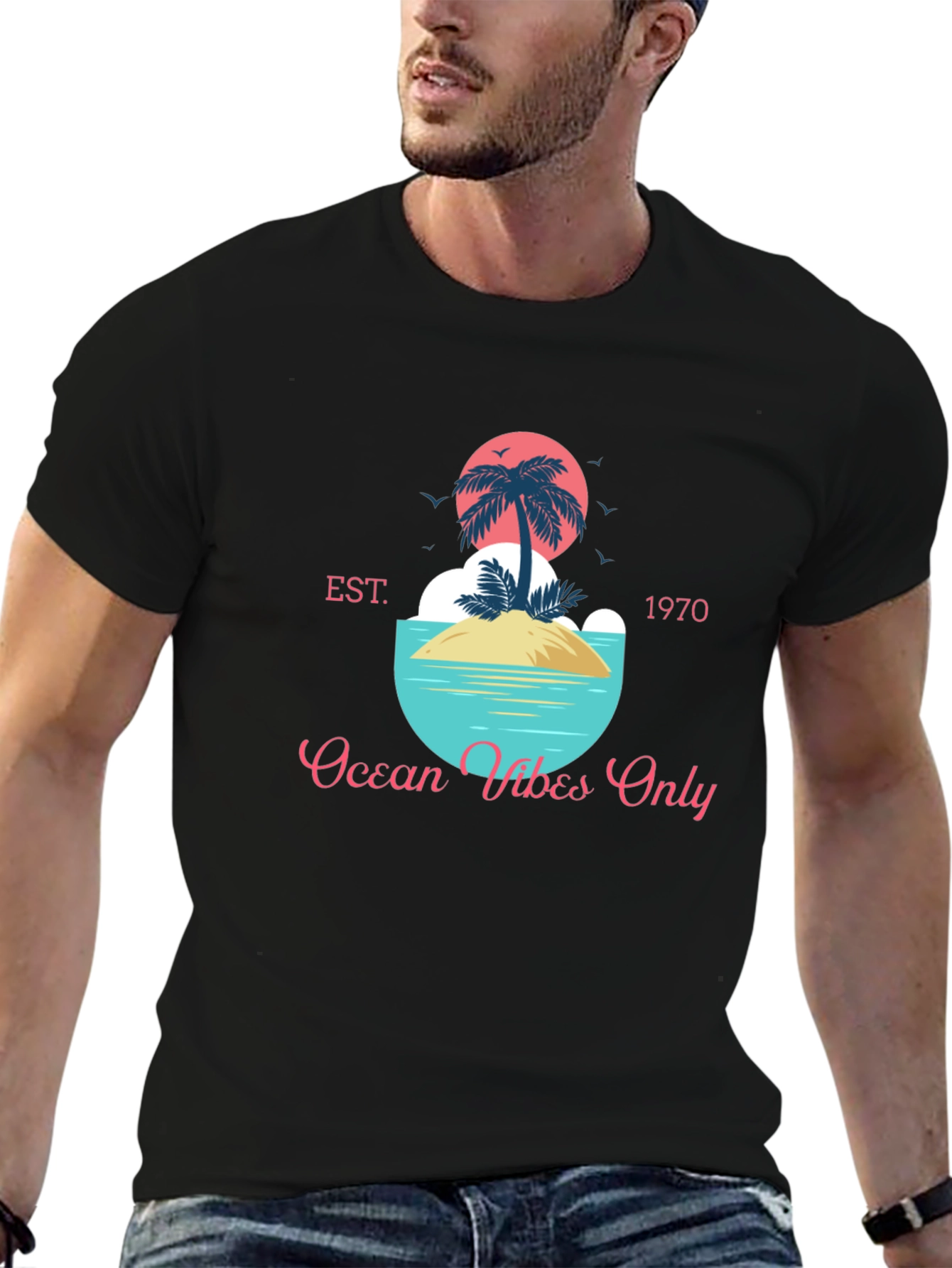 Ocean Vibes Only T-Shirt - Tropical Island Design