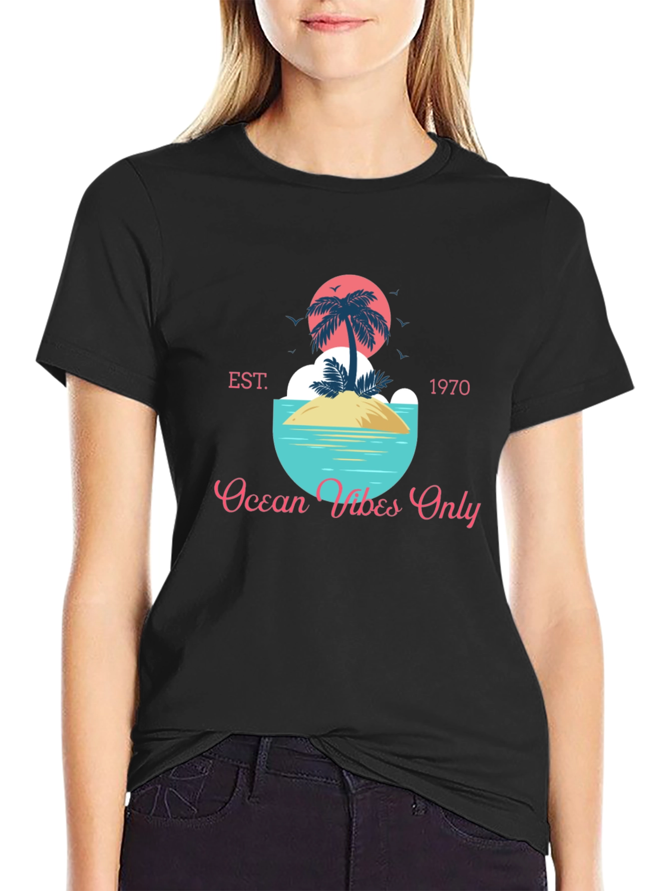 Ocean Vibes Only T-Shirt - Tropical Island Design