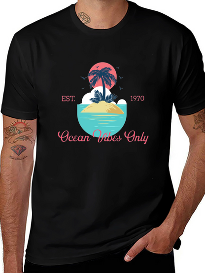 Ocean Vibes Only T-Shirt - Tropical Island Design