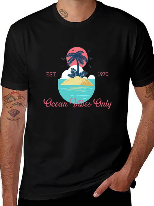 Ocean Vibes Only T-Shirt - Tropical Island Design