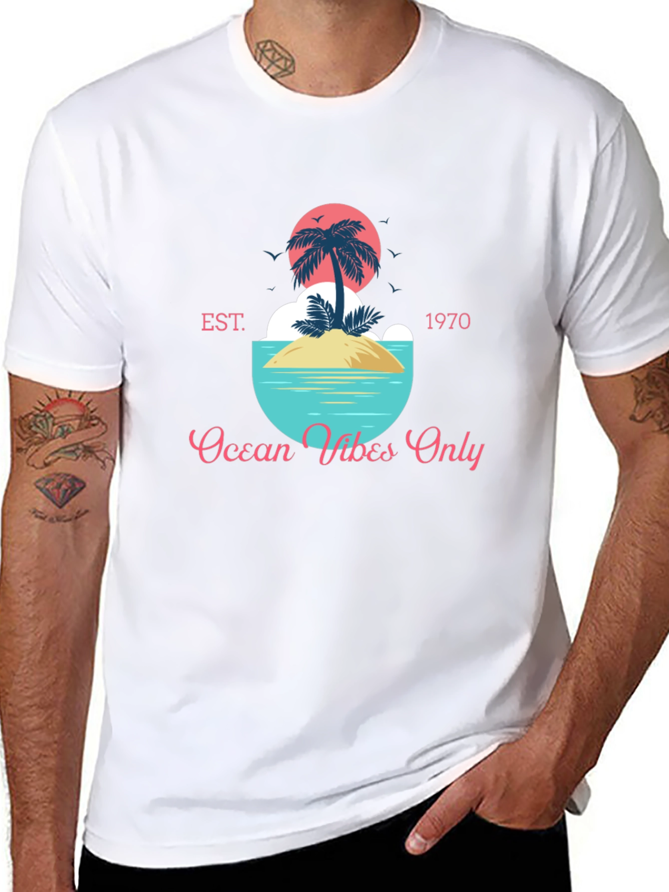 Ocean Vibes Only T-Shirt - Tropical Island Design