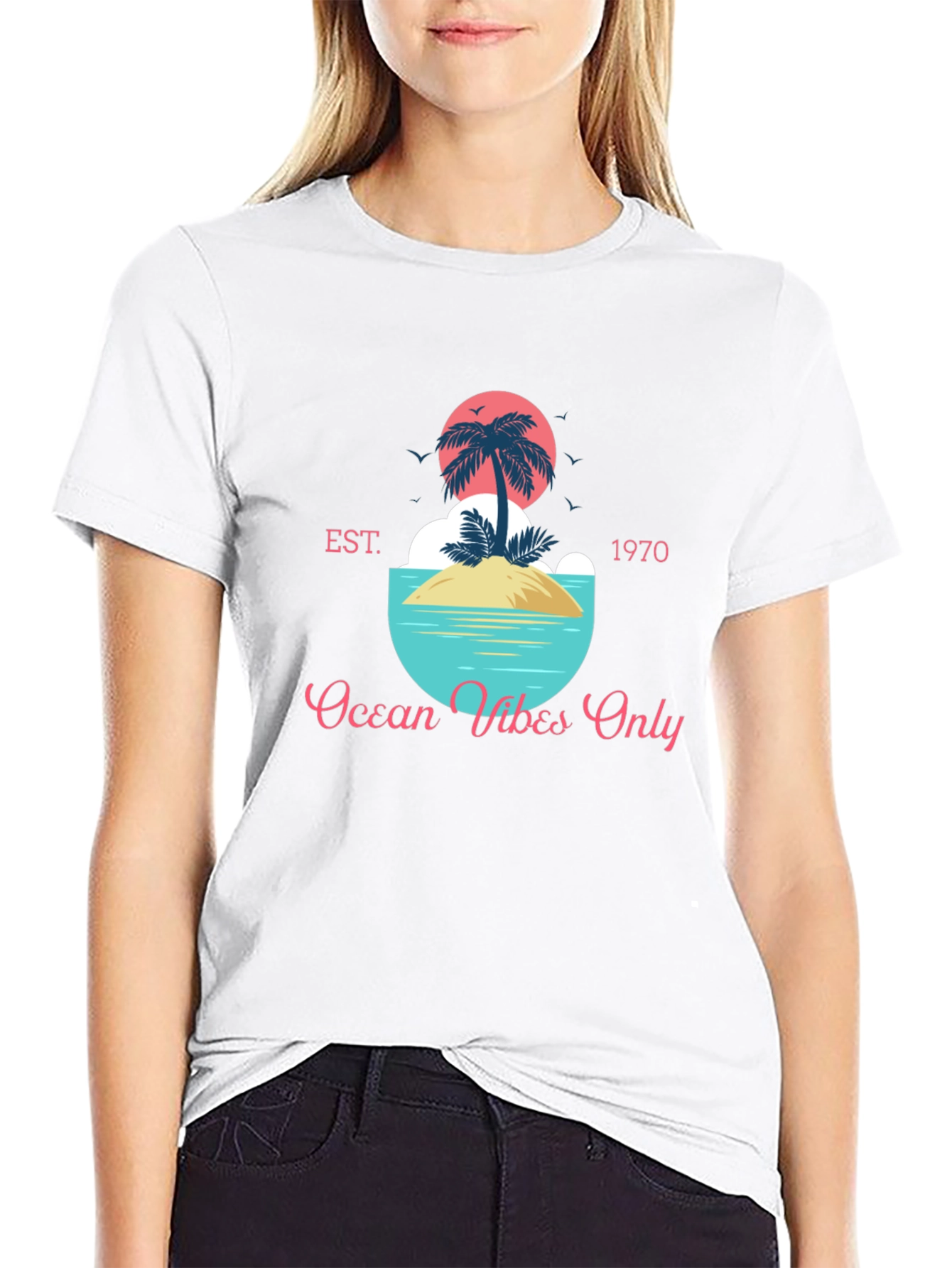 Ocean Vibes Only T-Shirt - Tropical Island Design