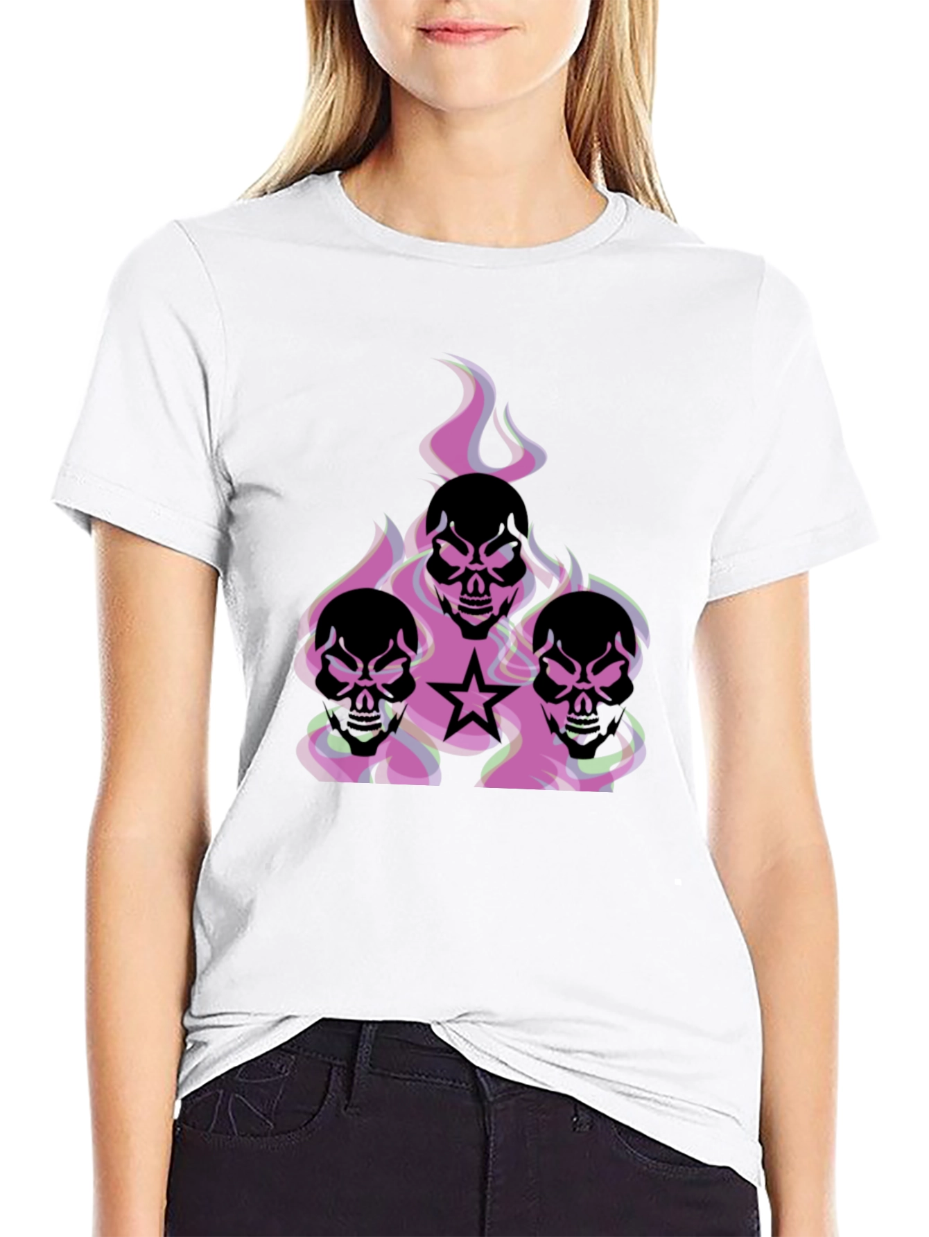 Skull Flames Graphic T-Shirt - Edgy Style