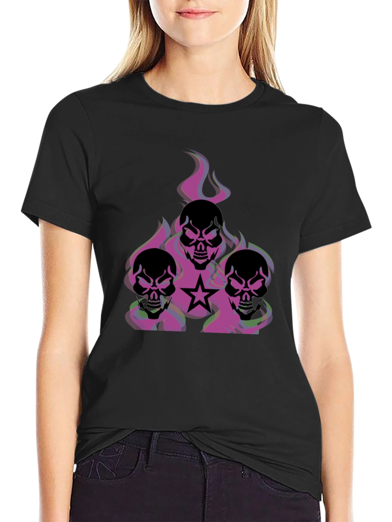 Skull Flames Graphic T-Shirt - Edgy Style