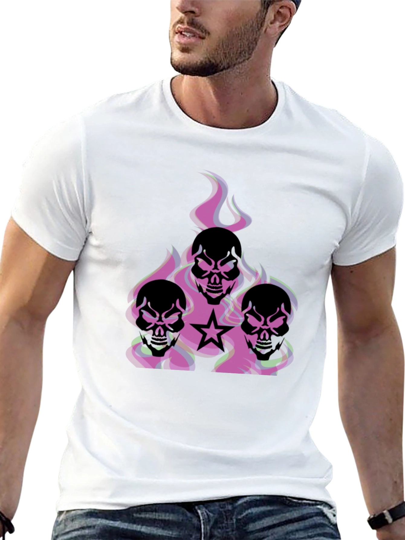 Skull Flames Graphic T-Shirt - Edgy Style