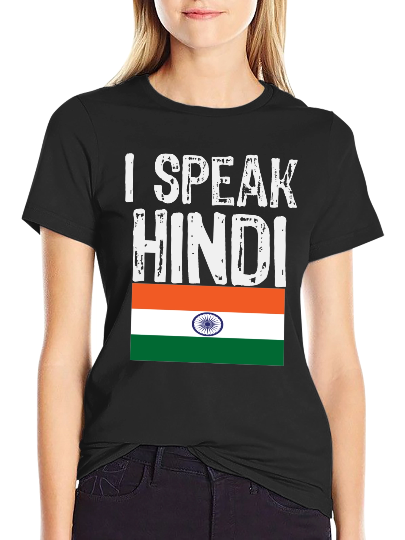 I Speak Hindi India Flag Graphic T-Shirt