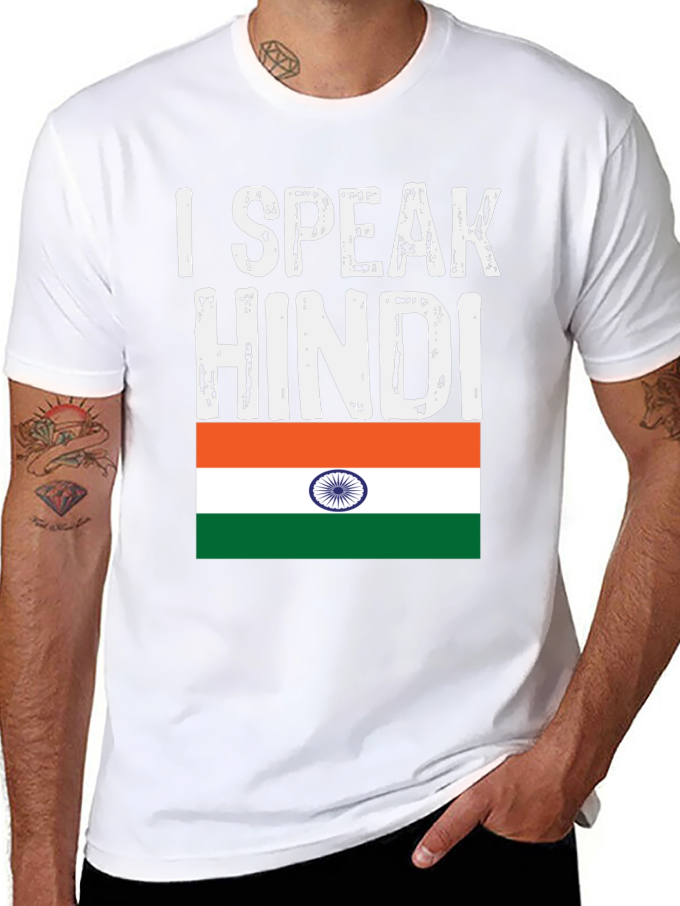 I Speak Hindi India Flag Graphic T-Shirt