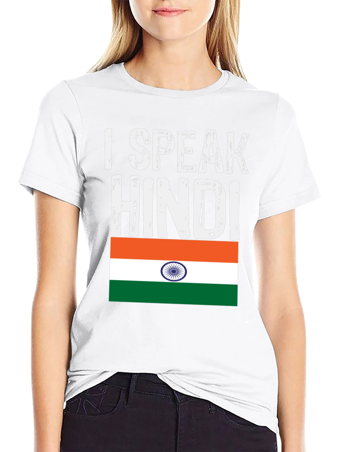I Speak Hindi India Flag Graphic T-Shirt