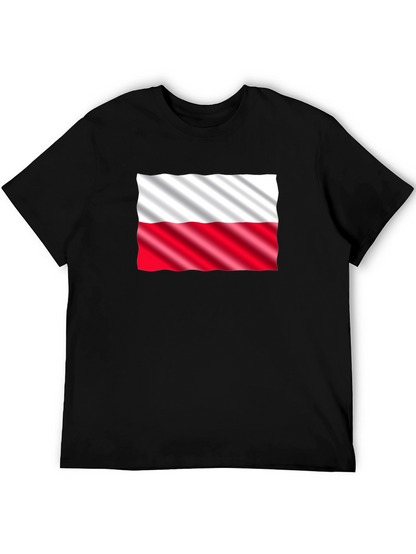 Poland Flag Graphic Print Black T-Shirt