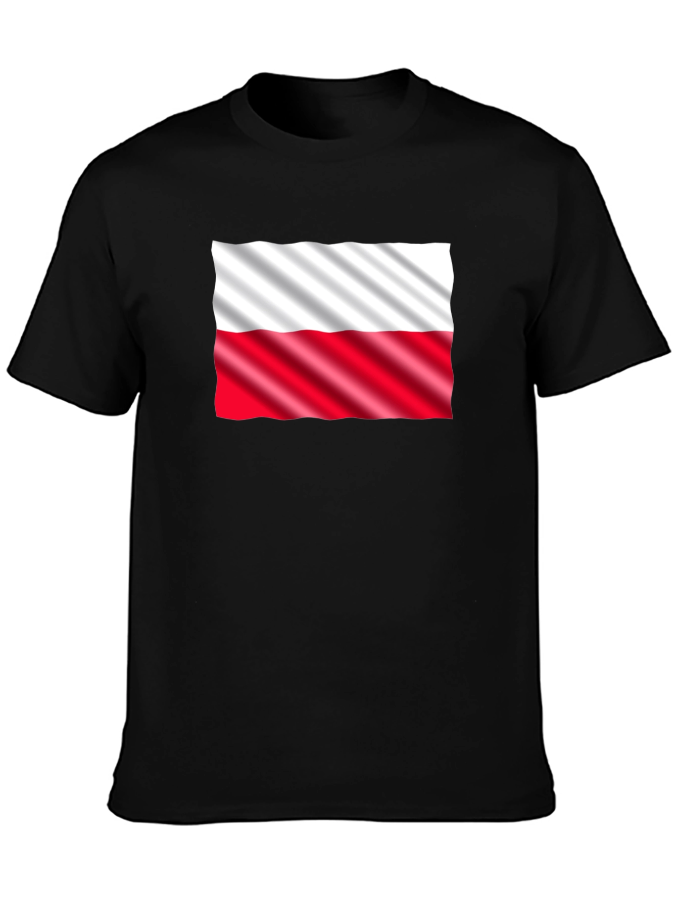 Poland Flag Graphic Print Black T-Shirt