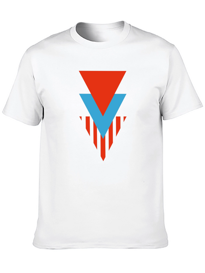 Geometric Graphic Tee - Red & Blue Arrow Design