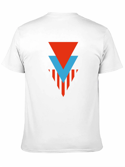 Geometric Graphic Tee - Red & Blue Arrow Design