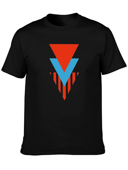 Geometric Graphic Tee - Red & Blue Arrow Design