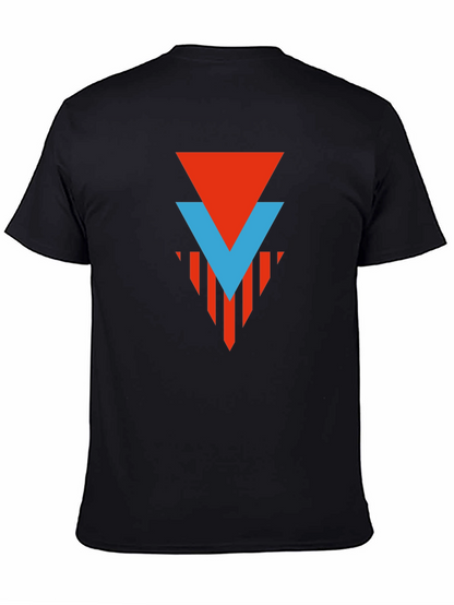Geometric Graphic Tee - Red & Blue Arrow Design