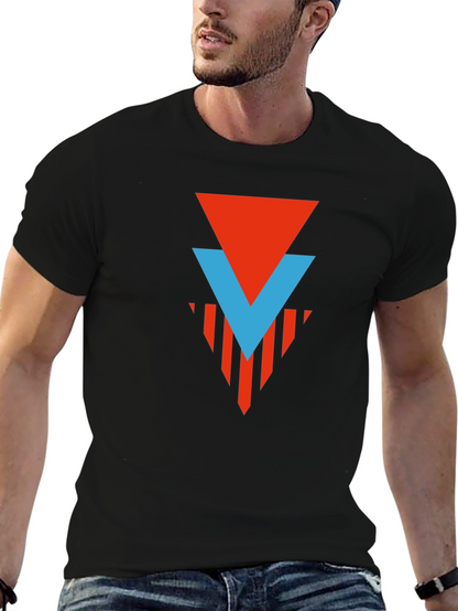 Geometric Graphic Tee - Red & Blue Arrow Design