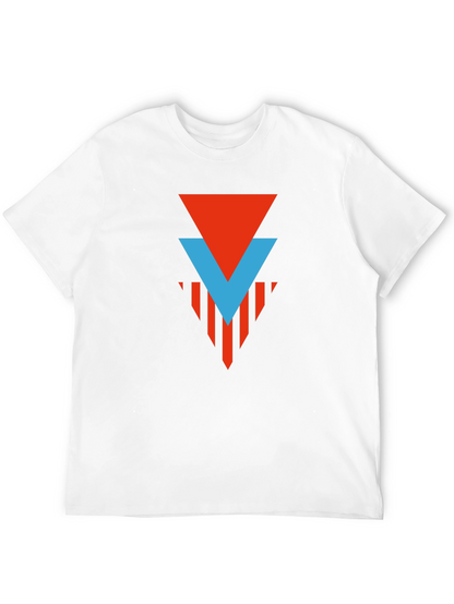 Geometric Graphic Tee - Red & Blue Arrow Design
