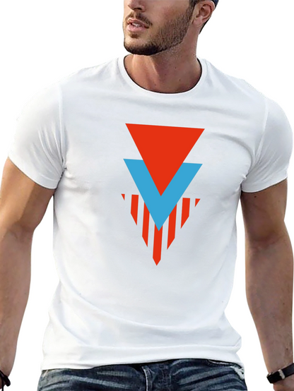 Geometric Graphic Tee - Red & Blue Arrow Design