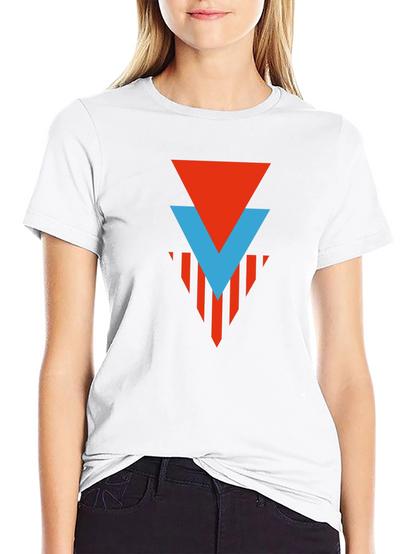 Geometric Graphic Tee - Red & Blue Arrow Design