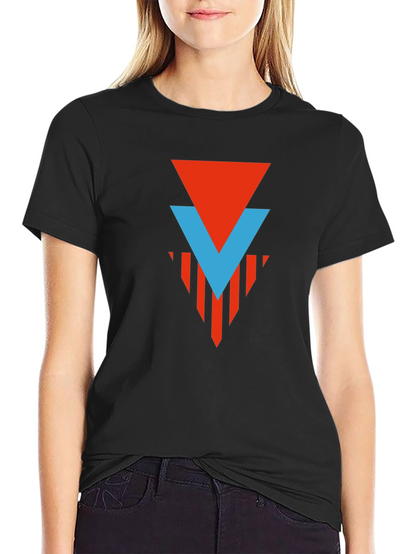 Geometric Graphic Tee - Red & Blue Arrow Design