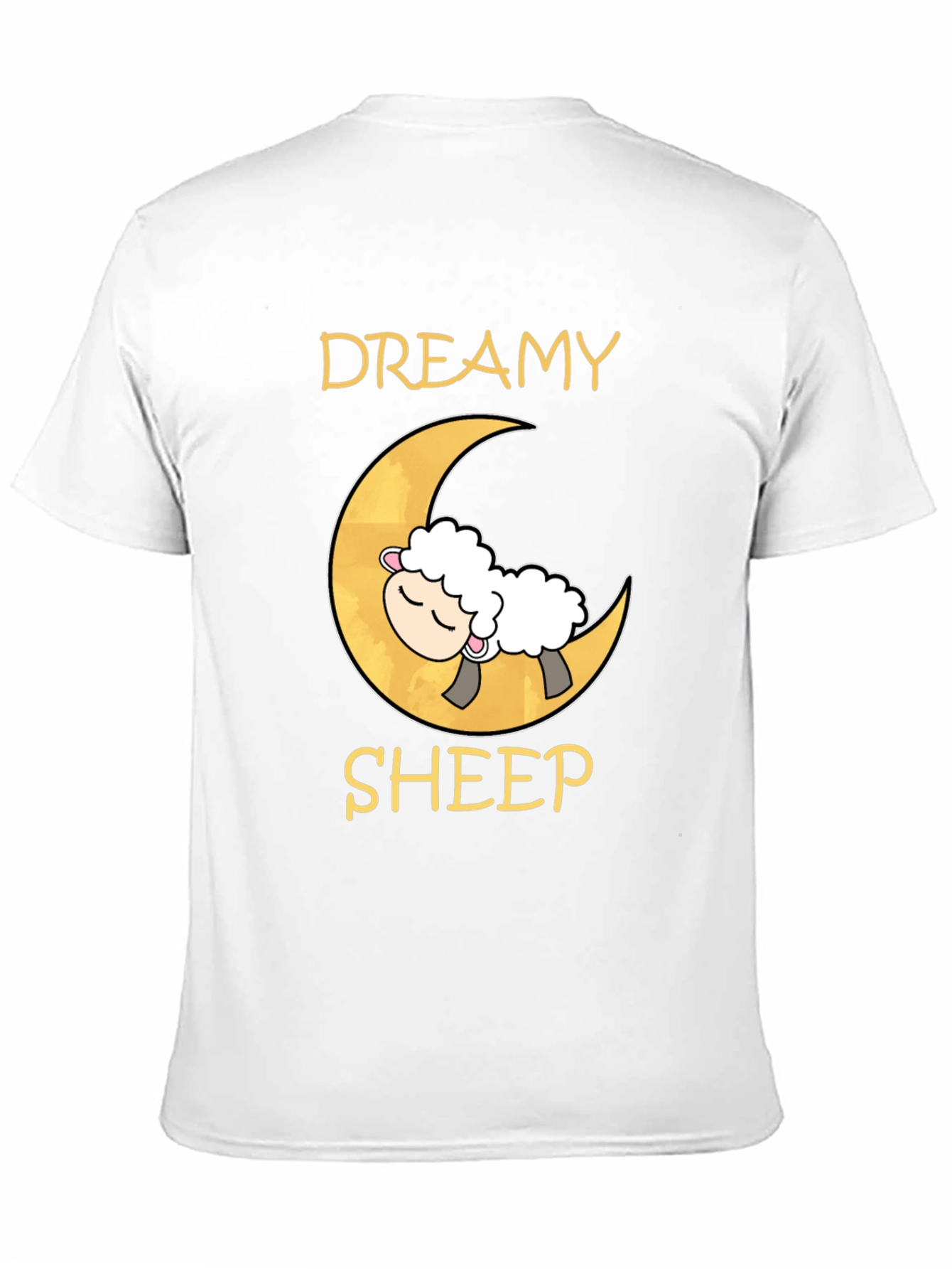 Dreamy Sheep on Moon Black T-Shirt