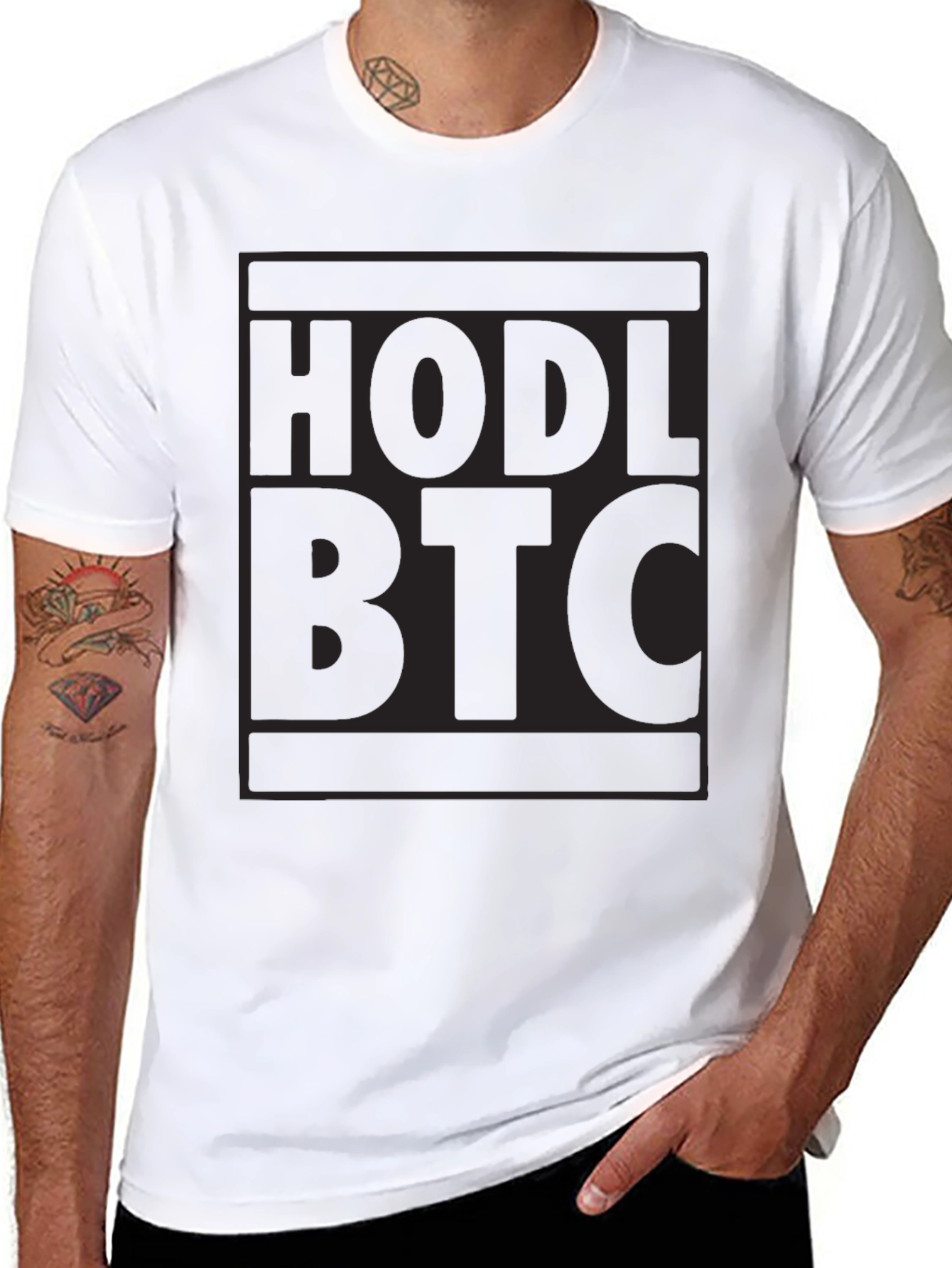 HODL BTC Black T-Shirt Crypto Bitcoin Investor Tee