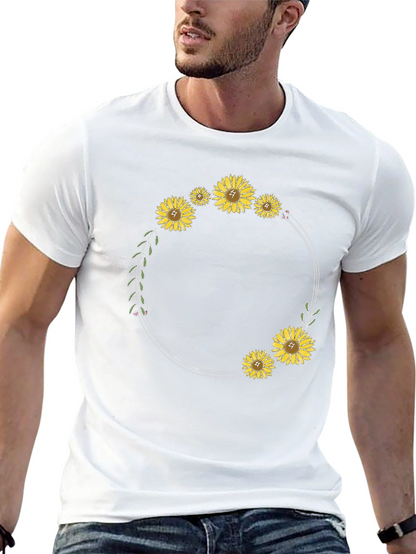 Sunflower Wreath Black T-Shirt