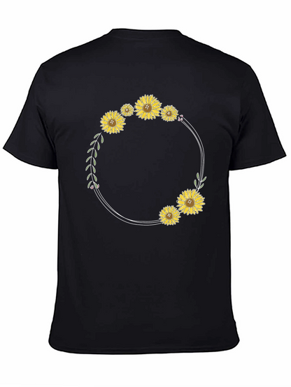 Sunflower Wreath Black T-Shirt