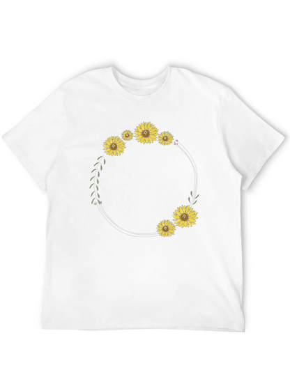 Sunflower Wreath Black T-Shirt