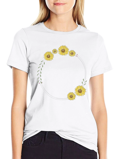 Sunflower Wreath Black T-Shirt
